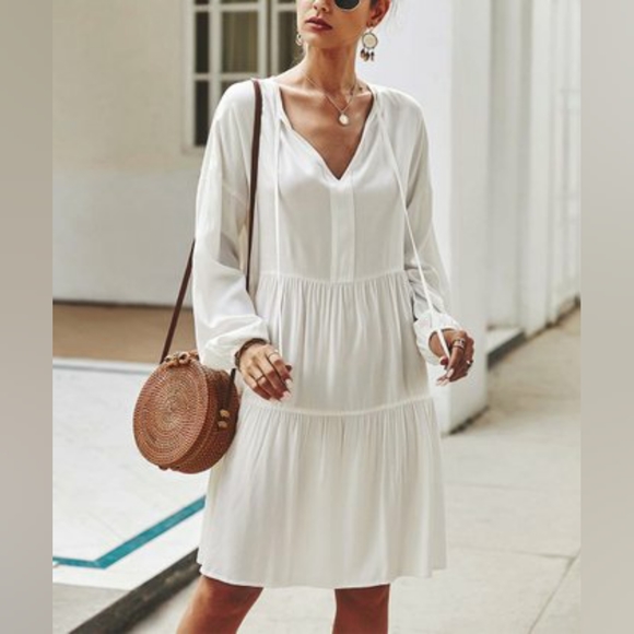 White Boho Dress - Picture 1 of 7